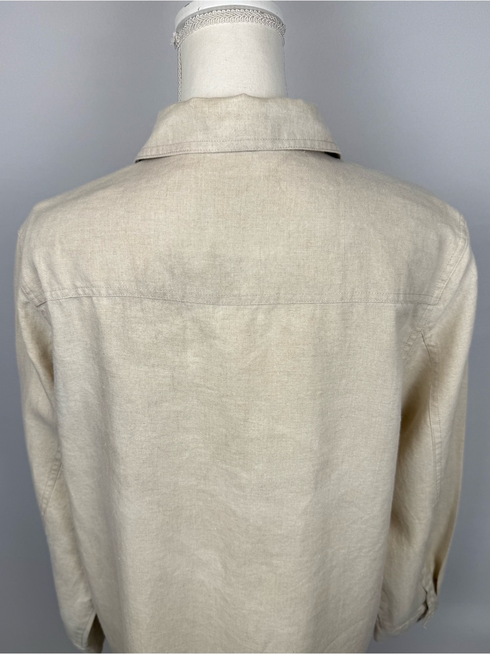 Vintage Pendleton Women’s Beige Linen Button Up Shirt Jacket Shacket Pockets LG - Picture 9 of 11